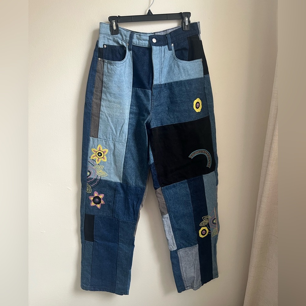 BDG by Urban Outfitters Patchwork Relaxed Jeans with embroidery